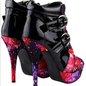 Patent Leather Galaxy platform Bootie Heels